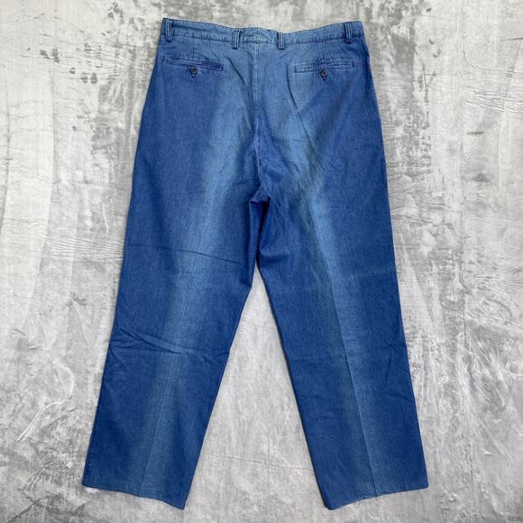 Vintage Zanella Pleated Straight Jeans Men's Size 36 Blue Denim - Picture 2 of 9